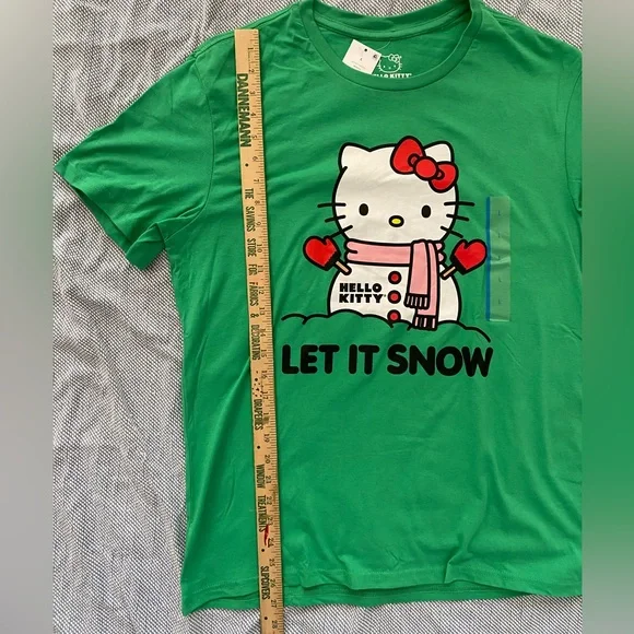 Hello Kitty Let it Snow Kelly Green T-Shirt - Picture 6 of 6
